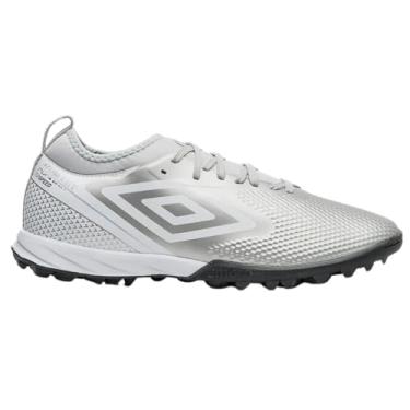 Imagem de Chuteira Society Umbro Adamant Top Speed Club, Tecido Elástico, Solado Precision, Branco/Cinza (Cinza e Branco, BR, Adulto, Numérico, 40)
