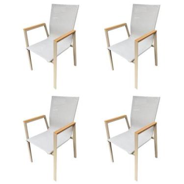 Imagem de Kit 4 Cadeiras com Braço Empilhável Angra Maresias Fratini Assento Tel