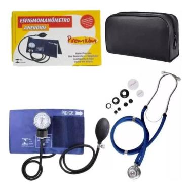 Imagem de Kit De Estetoscópio Duplo Esfigmomanômetro De Braço Premium