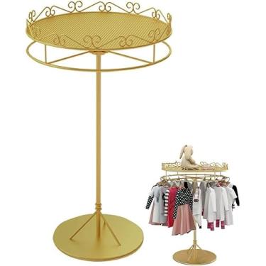 Imagem de Rondo-se Guarda-roupa, 360 ° Rotativo, Trilho De Roupas Dourado, Cabideiro Redondo, Para Lojas De Roupas E Casa, Grande Capacidade E Estabilidade, B, 70cm
