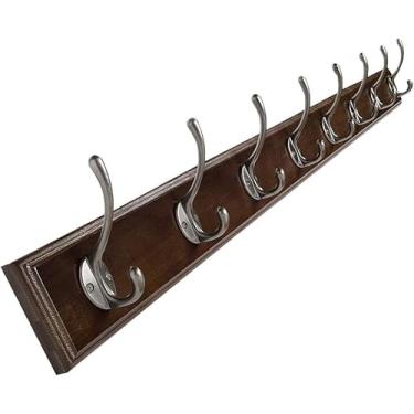 Imagem de Cabide Montado Na Parede Cabide Montado Na Parede Cabide Cabide Cabide Cabide Montado Na Parede Alpendre Porta Traseira Cabide De Madeira Maciça Cabide, Dark Brown, 100 * 1.8 * 8CM