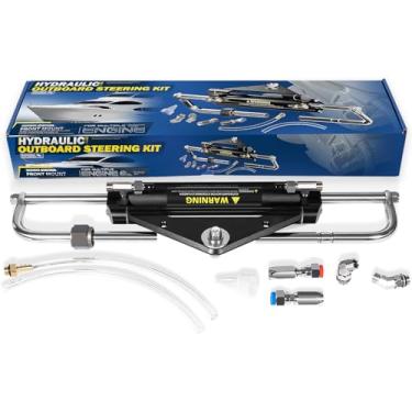 Imagem de Cilindro de direção hidráulico externo de 150HP – Substitua para cilindro de liga de alumínio de montagem frontal Seastar 150HP - 10,3 MPa/1500 PSI, conexões ORB, válvula de bloqueio bidirecional