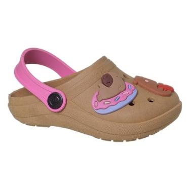 Imagem de Babuche Menina Infantil Com Enfeite Emborrachado (Marrom/Rosa, BR, Criança de 9 a 12 anos, Faixa Numérico, 31, 32)