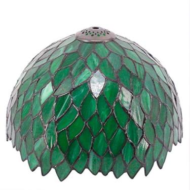 Imagem de Tiffany Lamp Shade Replacement W12H6 Inch Green Stained Glass Wisteria Style for Table Lamp Ceiling Fixture Pendant Light S523 WERFACTORY Lover sala de estar quarto escritório bar mesa criado-mudo cabeceira