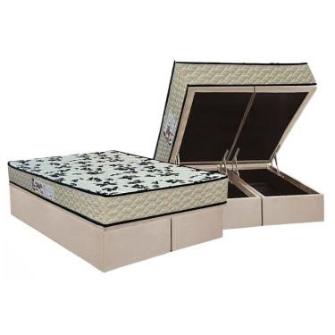 Imagem de Cama Box Baú Queen: Colchão Ortopédico Paropas D33 Pasquale Wave Clean + Base CRC Suede Clean (158x198)