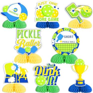 Imagem de Cheereveal 8 peças de mesa Pickleball Honeycomb, Just One More Game/Life is Short Play/Just Dink It, artigos de decoração de festa de aniversário ou aposentadoria