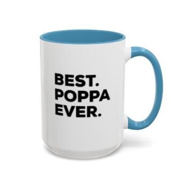 Imagem de Caneca de café Poppa Accent – Caneca engraçada de cerâmica para pai, presente de 325 g para pais, avôs ou papai - Ideia de presente de aniversário e Natal (azul claro, 425 g)