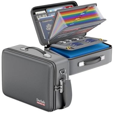 Imagem de DocSafe Caixa de documentos à prova de fogo com fechadura, estojo rígido organizador de arquivos com pasta sanfonada, à prova de fogo, cofre resistente à água, armazenamento de viagem para escritório