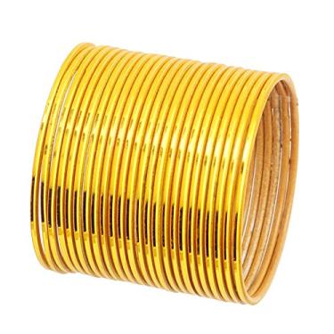 Imagem de Touchstone Coleção de pulseiras coloridas indiano Bollywood estilo moderno bonito texturizado cor preenchedor de pulso joias finas pulseiras de metal para mulheres, S - Circ 7.4 in-Indn Size 2.6-Dia