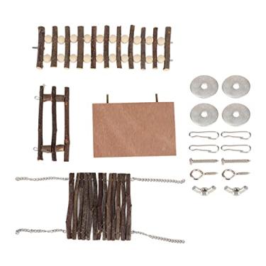 Imagem de Brinquedos de escalada para hamster de madeira com plataforma de madeira para hamster playground, conjunto de atividades para hamster e camundongo