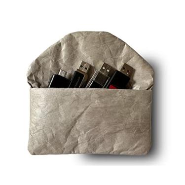 Imagem de The Mujen Estojo Organizador Eletrônico De Papel Fibra Estilo Vintage/Retro, Bolsa Pequena Para Acessórios Portáteis, Viagem Eletrônicos, Cabo Usb, Adesivos Armazenamento