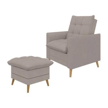 Imagem de Poltrona Decorativa York c/ Puff em Veludo e Fibras de Silicone Just Time