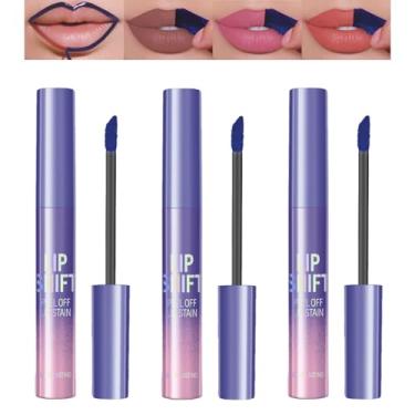 Imagem de Bekoeen 3 cores de mancha labial destacada, mancha de lábio, mancha de tonalidade labial, tinta de delineador labial, mancha de lábio, cor de tatuagem de descascar à prova d'água de longa duração, sem