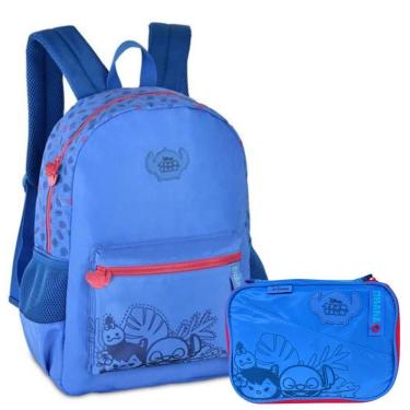 Imagem de Kit Mochila De Costas Stitch Disney Clio Ts24632 Azul-Rosa