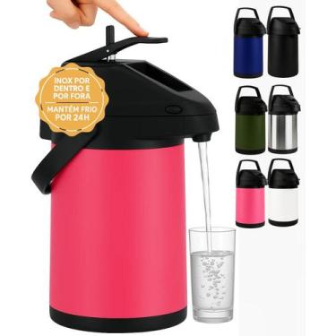 Imagem de Garrafa Térmica Inox 2,5 Litros com Alavanca  Mantém 24h Gelada, Água,