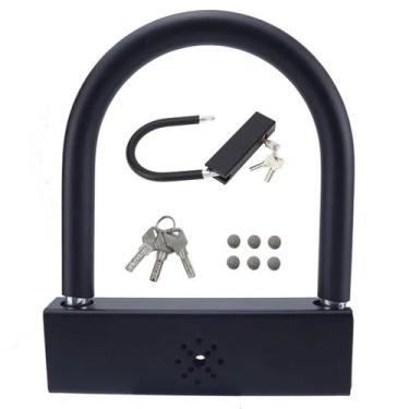 Imagem de Cadeado Trava de Moto Bike Alarme Anti Furto Bicicleta Motocicleta Por