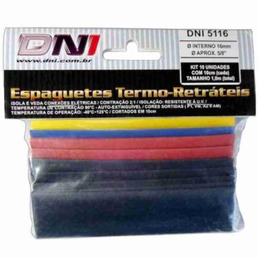 Imagem de Espaguete Termo Retrátil com 10 Peças 16mm Várias Cores - 5116 - DANI