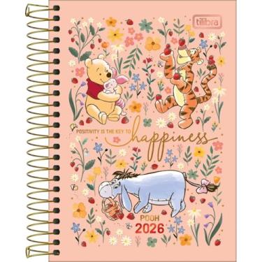 Imagem de Tilibra - Agenda Espiral Diária 12,9 x 18,7 cm Pooh 2026 - Rosé - Happiness