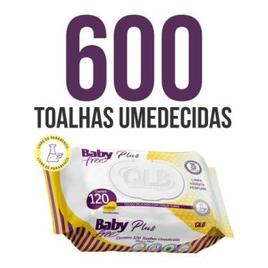 Imagem de Kit 600 Toalhas Umedecidas com 5 pacotes de 120 toalhas - Baby Free Pl