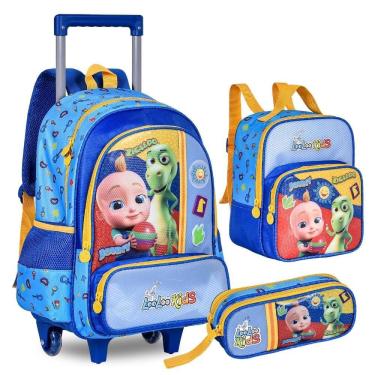 Imagem de Kit Mochila De Rodinhas Oficial Looloo Kids Johny E Zigaloo