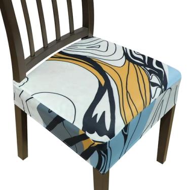 Imagem de Capas de cadeira de jantar, capas de assento para cadeiras de sala de jantar, conjunto de 6, capas elásticas para cadeira de cozinha, capa removível lavável para cadeira de sala de jantar, protetor de