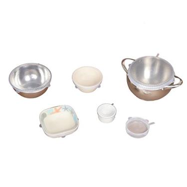 Imagem de Creative Home Silicone hermético multitamanho livre de BPA, reutilizável, transparente, tampa elástica flexível – conjunto de 6 peças