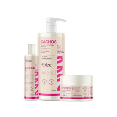 Imagem de Kit Ativador 1L , Shampoo e Máscara Cachos Nova Fragrância - Ápice - A