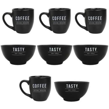 Imagem de Kit De Bowls 440ml Para Cereais Com Canecas De Porcelana 300ml - 8 Peç