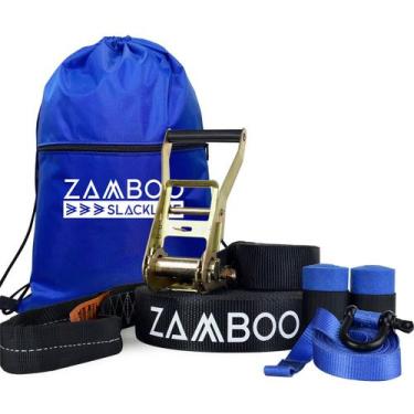 Imagem de Slackline Zamboo StartLine 15m Preto Com Catraca Reforçada BackUp Prot