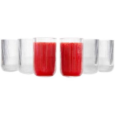 Imagem de Jogo de Copos de Vidro 430ml 6 Peças Haus Concept Canelado, Transparen