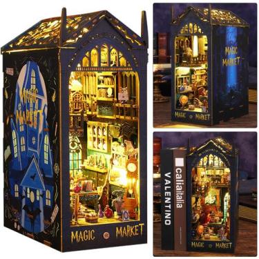 Imagem de Kit de miniatura DIY Book Nook ISSEVE Magic Market com luz