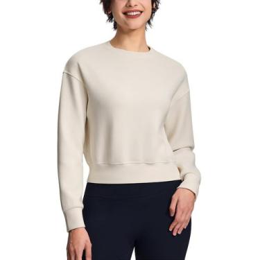 Imagem de Moletom ISEEGZ Modal Soft Cropped para mulheres bege tamanho M