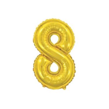 Imagem de Balão De Número Grande Dourado Metalizado 40cm - PartiuFesta