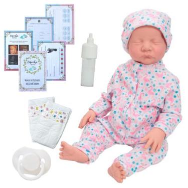 Imagem de Boneca Reborn Bebê 100% Silicone Olho Fechado Fofinha - Cegonha Reborn