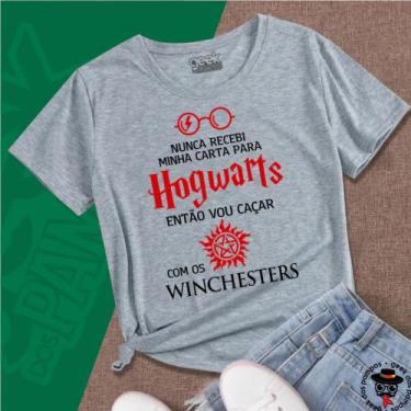 Imagem de Camiseta Caçar com Winchesters - Mina Store, Cinza, Baby Look P