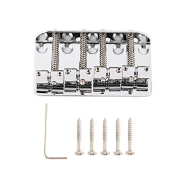 Imagem de Rubatone Ponte para baixo de 4 cordas Ponte de carga superior Ponte de aço de cauda dura para baixo de precisão Jazz Bass P peças acessórios de alta massa cromada.
