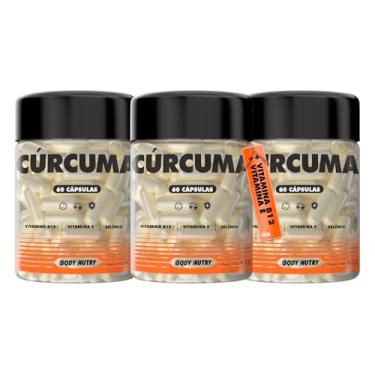 Imagem de 3x Cúrcuma Longa Curcumina 130mg Extrato de Rizomas Rende 60 Doses Altamento Concentrado Vitamina B12 + Vitamin E e Selenio 60 Cápsulas Suplemento 100% Natural Importado - Body Nutry