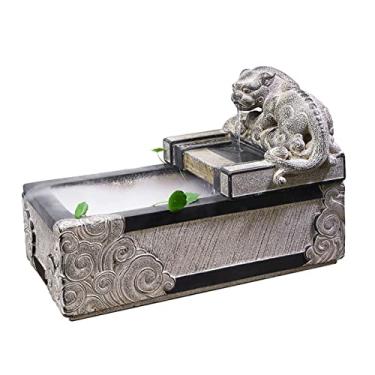Imagem de XFNVXC Fonte decorativa interna de mesa, fonte de água criativa Feng Shui, decorações da sorte, escritório, relaxamento, fonte de água para mesa, fonte de nebulização, fonte de jardim para casa