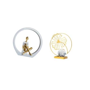 Imagem de Fenteer Estatueta de Folha de, Estátua de Ferro para Mulheres, Centro de Mesa, Quarto, Leitores, Presente, Estante, Escultura Abstrata de Fazenda, Orna