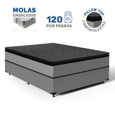 Imagem de Cama Box com Colchão de Molas Ensacadas Pillow Top UmaFlex Vitta Casal