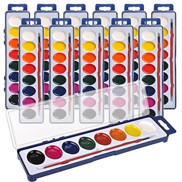 Imagem de ArtCreativity Conjunto de tinta aquarela para crianças, conjunto de 12, kit de pintura de 8 cores com pincel, suprimentos de pintura em aquarela para meninos e meninas, lembrancinhas de festa de arte,
