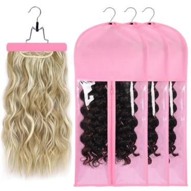 Imagem de Bolsa de armazenamento de perucas com cabide para extensão de cabelo -