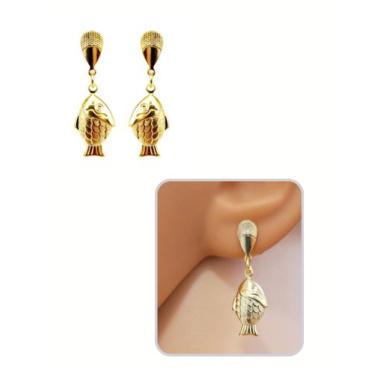 Imagem de Brinco Infantil Peixinho Folheado Ouro 18k Antialérgico - MIXFOLHEADOS