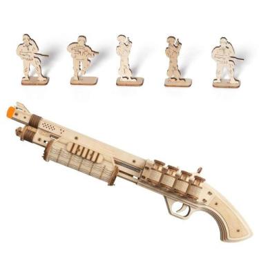 Imagem de Kit de modelo de quebra-cabeça de madeira 3D ROKR Shotgun Toy para adu
