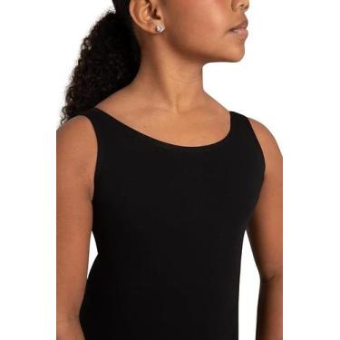 Imagem de Body Balé Infantil Juvenil Preto Regata Roupa Dança Jazz 10 a 16 anos 