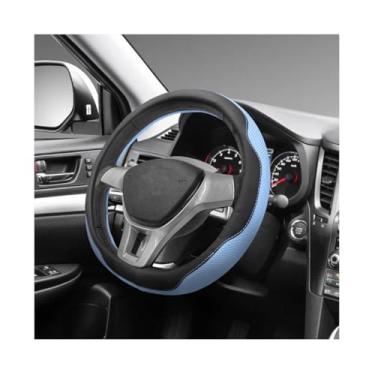 Imagem de MTRPS Capa de volante de couro de microfibra, protetor de volante respirável com anel interno antiderrapante, capa de roda de carro universal de 36,8 a 38 cm, decoração de interiores automotivos para