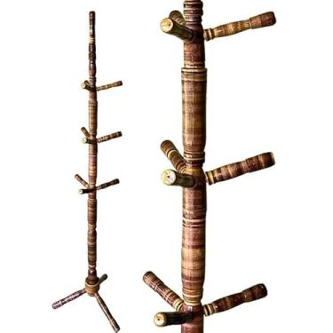 Imagem de Cabideiro, Cabideiro Mancebo Arara de Roupas 10 Ganchos em Madeira Cabide Organizador dDe Roupa, 165×30cm(Rajado)