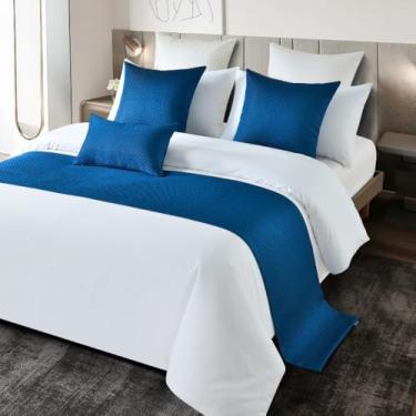 Imagem de HSTANGKY Cama Runner Hotel Cachecol de Cama Luxo Toalhas de Cama de Alta Qualidade Confortável Proteção de Cama Elegante Decoração de Cama para Quarto Twin Queen King Size Azul||Apenas 2 Fronhas 50X50