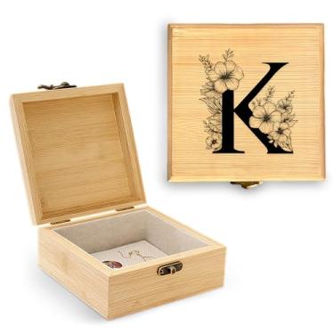 Imagem de BJDAMAI Caixa decorativa de armazenamento de joias com memória, presentes para música, ginástica, basquete, futebol, softball, vôlei, balé, amantes, líderes de torcida (letra K)