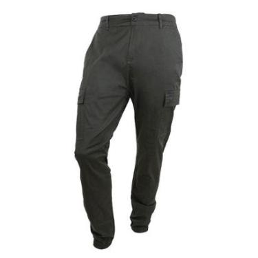 Imagem de Calça Sarja Masculina King&Joe Cargo Comfort Verde - CL2211-Masculino